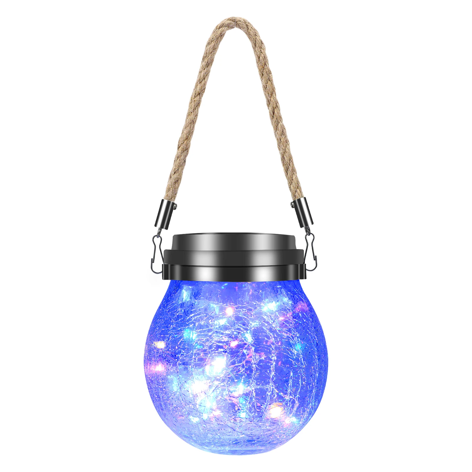 1/2pcs Hanging Solar Lantern Waterproof 30 LEDs Crackle Gl Ball Light Garden Jar - £92.41 GBP