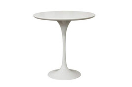 White Tulip Side End Table Wood Top Metal Base Mid-Century Modern Design... - $190.96