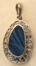Vintage Boho Hippie Blue Opal Pendant 8.6 Grams Sterling 925 Silver 1.75&quot; L - £19.41 GBP