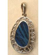 Vintage Boho Hippie Blue Opal Pendant 8.6 Grams Sterling 925 Silver 1.75&quot; L - £19.77 GBP