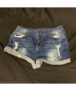 Unbranded Blue Denim Jean Shorts Size L Distressed Women&#39;s Ladies Booty Kg - €12,89 EUR