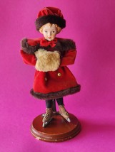 Vintage Past Times Victorian Skating Bisque Doll 7.5” Girl Skates Coat Muff - £14.42 GBP