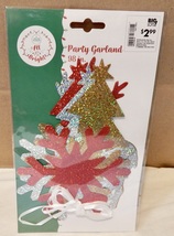 Christmas Party Garland 98” Long Get 9ea 5” x 6” Plus Ribbon Sparkle NIB... - £2.22 GBP
