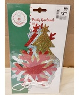 Christmas Party Garland 98” Long Get 9ea 5” x 6” Plus Ribbon Sparkle NIB... - $2.79