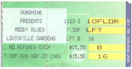 Vintage The Moody &#39;Blues&#39; Ticket Stub Novembre 23 1986 Louisville Jardins Ky - £21.75 GBP