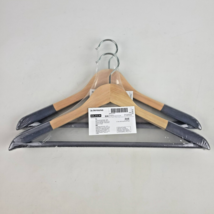 (Set of 4) IKEA Snygging Wooden Cloth Hangers w/ Grey Velvet Coating New - $21.98