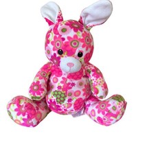 Melissa And Doug Pink Floral Print Bunny Plush Stuffed Animal  - £9.43 GBP