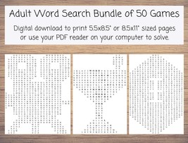 Instant Printable Word Search for Adults with 50 Themed Word Searches - £1.59 GBP