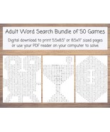Instant Printable Word Search for Adults with 50 Themed Word Searches - $2.00