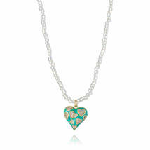 Cubic Zirconia &amp; Clear Acrylic Open Heart Pendant Necklace - £11.27 GBP
