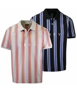 OBEY Men&#39;s Ashby Striped Button S/S Polo Shirt (S33) - £16.82 GBP