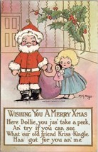 Cutest Santa Claus with Girl Toys Artist Margaret Hays Christmas Postcard X19 - £9.36 GBP