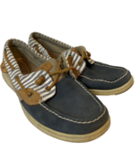 Sperry Blue Leather and Striped Canvas Boat Shoes Women&#39;s 8.5 - £14.19 GBP