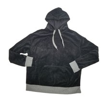 MTA Sport Black Velour Hoodie Womens Sz M Hooded Sweatshirt Pullover Lined - $15.19