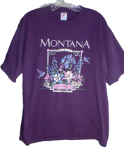 Montana Brand Wildflower Co Womens XL Tshirt Tee Purple Floral Jerzees USA - $8.86