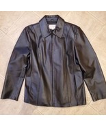 Women&#39;s Worthington Brand Black Leather Zip Up Jacket RN 93677 SIZE LARGE - £38.45 GBP