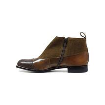 00083-209 Stacy Adams Madison Side Zip Brown Demi Boot Suede Leather Brown image 4