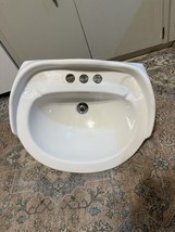 Vintage Ceramic White 21X18 Drop In Bathroom Sink Old Bath Lavatory Remodel - $3,621.79 MXN