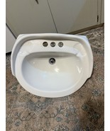 Vintage Ceramic White 21X18 Drop In Bathroom Sink Old Bath Lavatory Remodel - $3,621.79 MXN