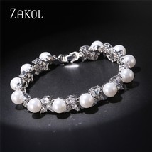 Trendy Marquise CZ Zirconia Imitation Pearl Bracelets &amp; Bangles for Women Luxury - £18.80 GBP