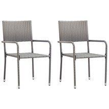 Garden Dining Chair Set of 2 Grey Poly Rattan, Steel Standard - $2,746.95 MXN