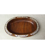 Small Vintage Wooden Dish With Paua Shell Design - $77.69