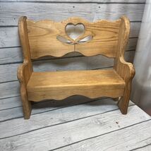 Vintage Hand Made Solid Wood Heart Country Farm Small Brown Bench - $39.59