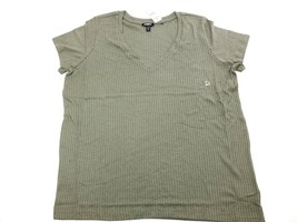 Express Waffle Knit V-Neck Easy Tee Size XL Green - £15.69 GBP