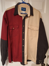 Vintage Wrangler Colorblock Steer Skull Snap Western Cowboy LS Shirt XXL - $24.25