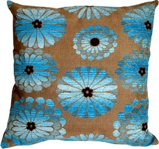 Shasta Blue Floral Throw Pillow, with Polyfill Insert - £39.50 GBP
