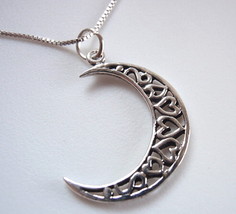 Over the Moon About You Heart in Crescent Moon Pendant 925 Sterling Silver - £14.08 GBP