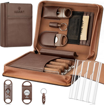 Cigar Humidor Case, Portable Cigar Box with Straight Cutter, V Cutter, H... - $71.85 CAD