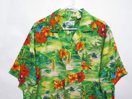 Vtg Islander Rayon Rainbows Hibiscus Hawaiian Shirt Floral Aloha Camp Sz... - £48.18 GBP