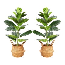 Artificial Fiddle Leaf Fig Plants 30 Inch Fake Ficus Lyrata Tree With 21 Leaves  - £76.71 GBP