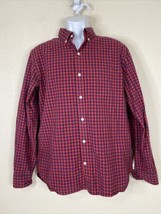 Old Navy Men Size M Red/Blue Check Button Up Classic Shirt Long Sleeve - £4.95 GBP