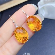 Large Natural Citrine Earrings Sterling Silver 925  Sales with Free Shipping Cle - £60.09 GBP