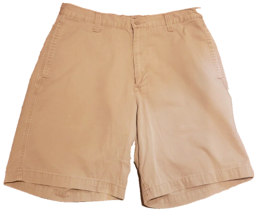 Vtg  Dockers Mens 32 Khakis Chino Courier Shorts Flat Front Beige 9&quot; Inseam - $13.10