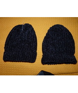 PAIR OF BLACK WEAVED BEANIES SALE Adult Stretchy Poly Blend Fabric Winte... - $28.08 CAD
