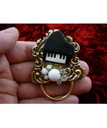 (E-648) Piano black white keys music Eyeglass pin pendant ID badge holde... - $40.73 CAD