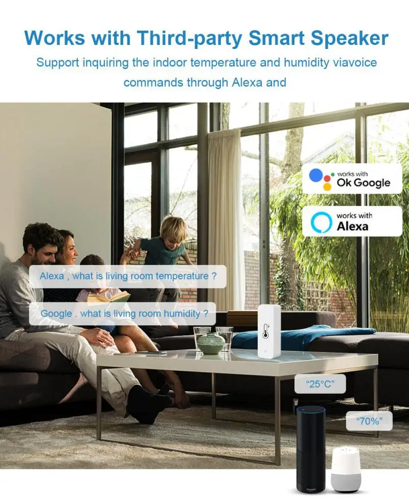 House Home Tuya Smart WIFI Temperature And Humidity Sensor Indoor Hygrometer The - £25.57 GBP