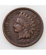 1908-S 1C Indian Cent in Fine Condition, All Brown Color, &quot;LIBERTY&quot; is Full - €112,21 EUR