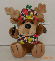 Coca-Cola Reindeer in vest &amp; beanie 8&quot; bean bag plush toy style #0168 - £11.52 GBP