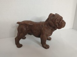 Vintage Brown Resin English Bulldog Figurine - Charming 6-Inch Table Decor - $25.73