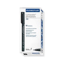 Staedtler Lumocolor Permanent Pen 318-9 Fine 0.6mm Line - Black (Pack of 10)  - $34.00