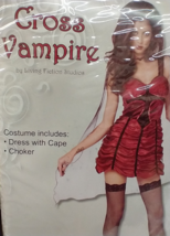 Cross Vampire Costume Med 10-12 Mini Dress Vampiress Madame Darkness Got... - $18.76