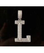 *14K White Gold Natural Diamond Initial Letter  L  Pendant - $499.99