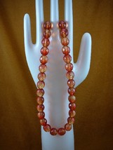 (v10) vintage Red Orange Austrian crystal beaded 19.5&quot; Necklace beaded A... - £83.12 GBP