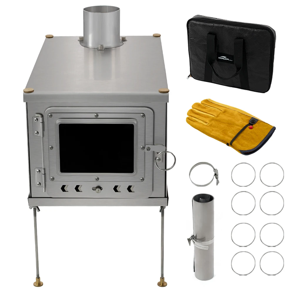 Foldable titanium wood-burning stove lightweight compact durable portable - £172.50 GBP