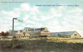 Huron Portland Cement Co Factory Alpena Michigan 1910c postcard - $7.43