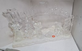 Christmas Winter Wonderland Clear Nativity Set with Light &amp; Music Sound NEW - £23.32 GBP